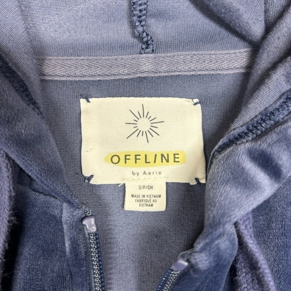 Offline Hoodie Womens Small Zip Up Hooded Sweatshirt Velour Activewear Cozy - Picture 2 of 3